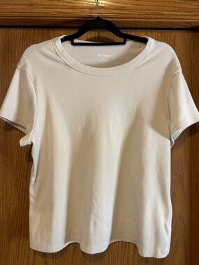 Old Navy Neutral Cream Ribbed Short Sleeve Top